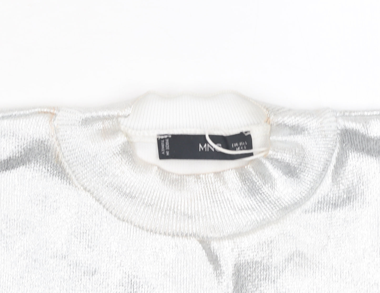 MNG Women’s Silver Mock Neck Sleeveless Camisole Top Size L