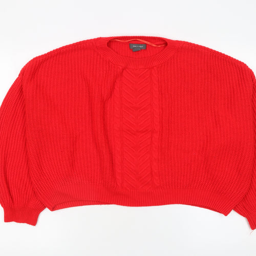 Primark Women Red Cotton Acrylic Cable Knit Jumper M