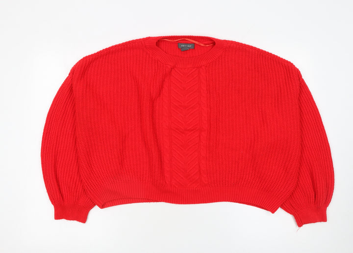 Primark Women Red Cotton Acrylic Cable Knit Jumper M