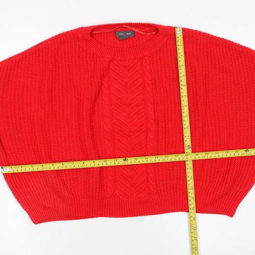 Primark Women Red Cotton Acrylic Cable Knit Jumper M