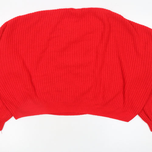 Primark Women Red Cotton Acrylic Cable Knit Jumper M