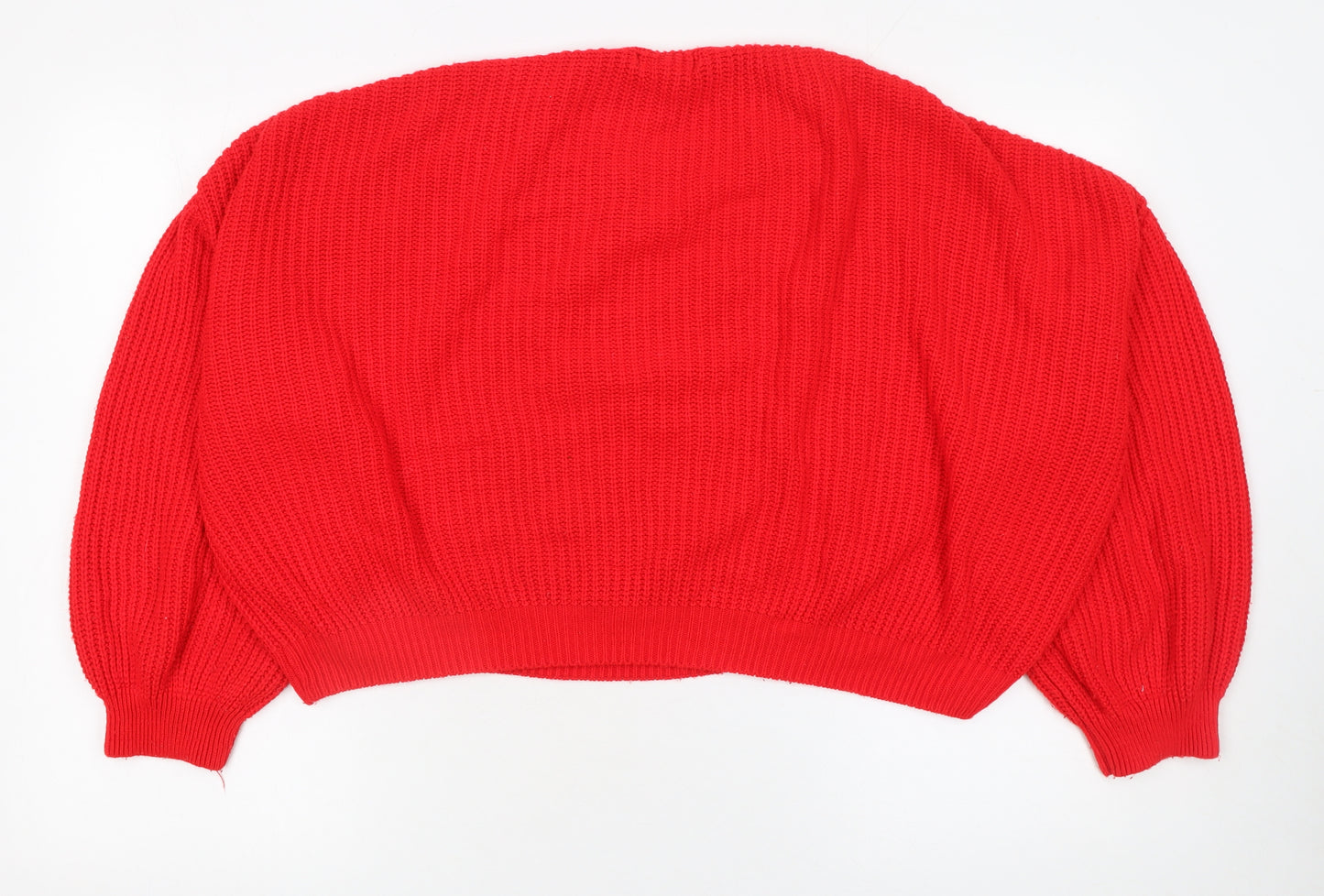 Primark Women Red Cotton Acrylic Cable Knit Jumper M