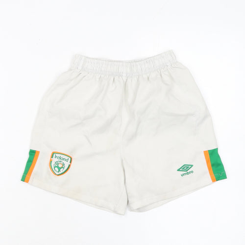 Umbro Boys White Ireland Football Shorts 6-7 Years Athletic Activewear