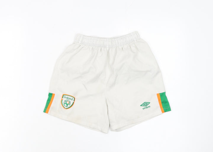 Umbro Boys White Ireland Football Shorts 6-7 Years Athletic Activewear