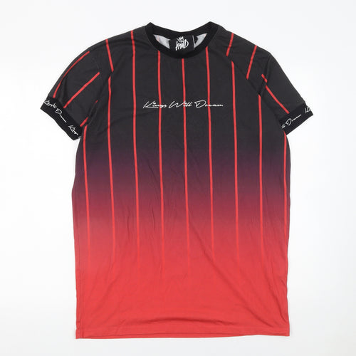 Kings Will Dream Men's Red Gradient Stripe Slim T-Shirt Size S