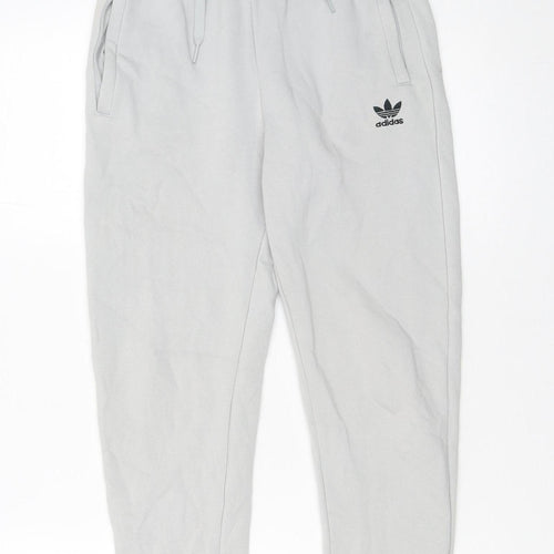 Adidas Boys Grey Jogger Trousers 11-12 Years Cotton Blend Casual Sportswear