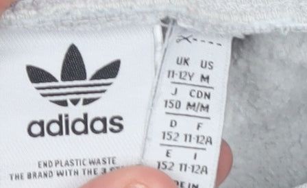 Adidas Boys Grey Jogger Trousers 11-12 Years Cotton Blend Casual Sportswear