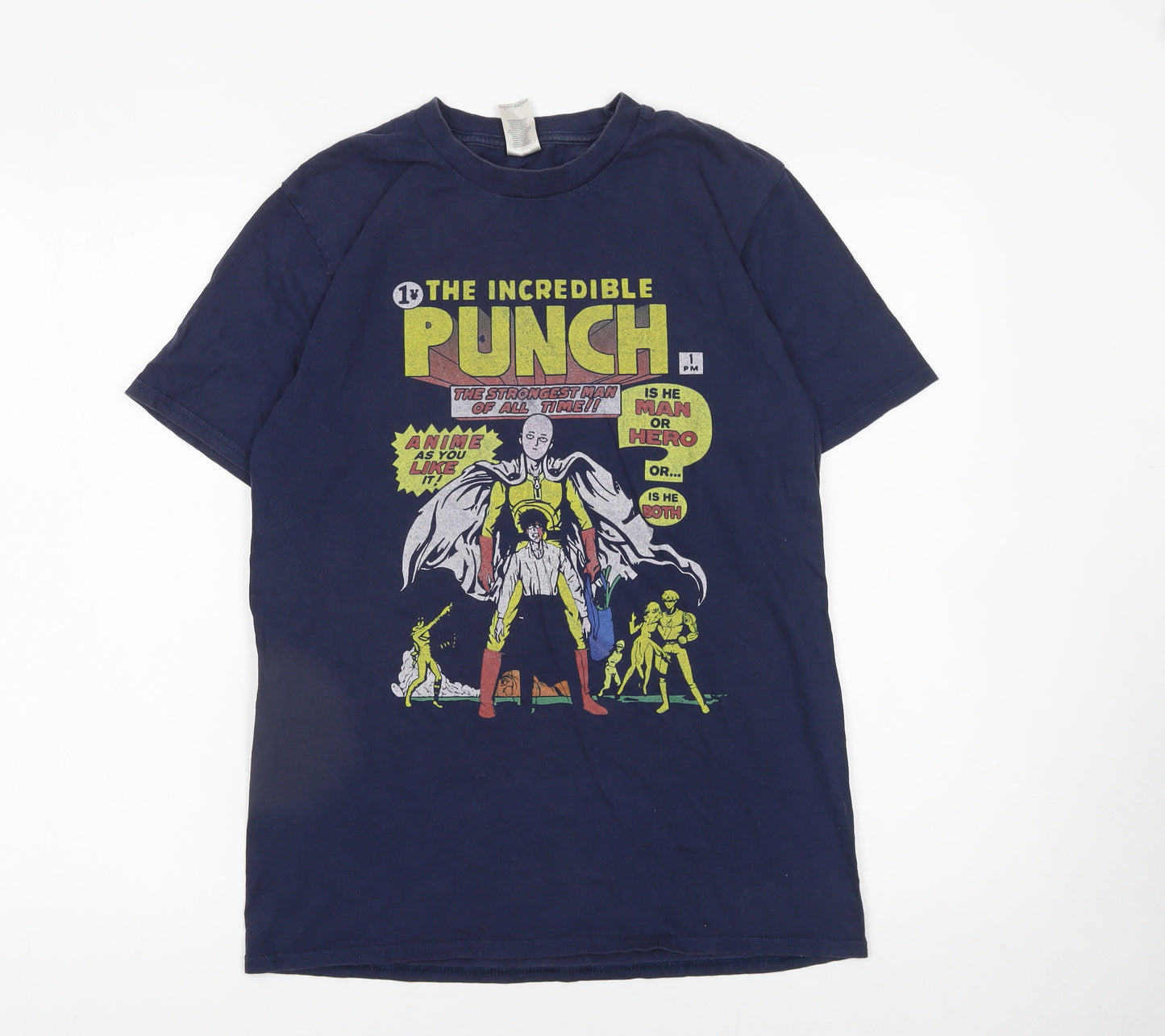 Gildan Men's Navy Blue Anime Graphic T-Shirt Size M Cotton Short Sleeve