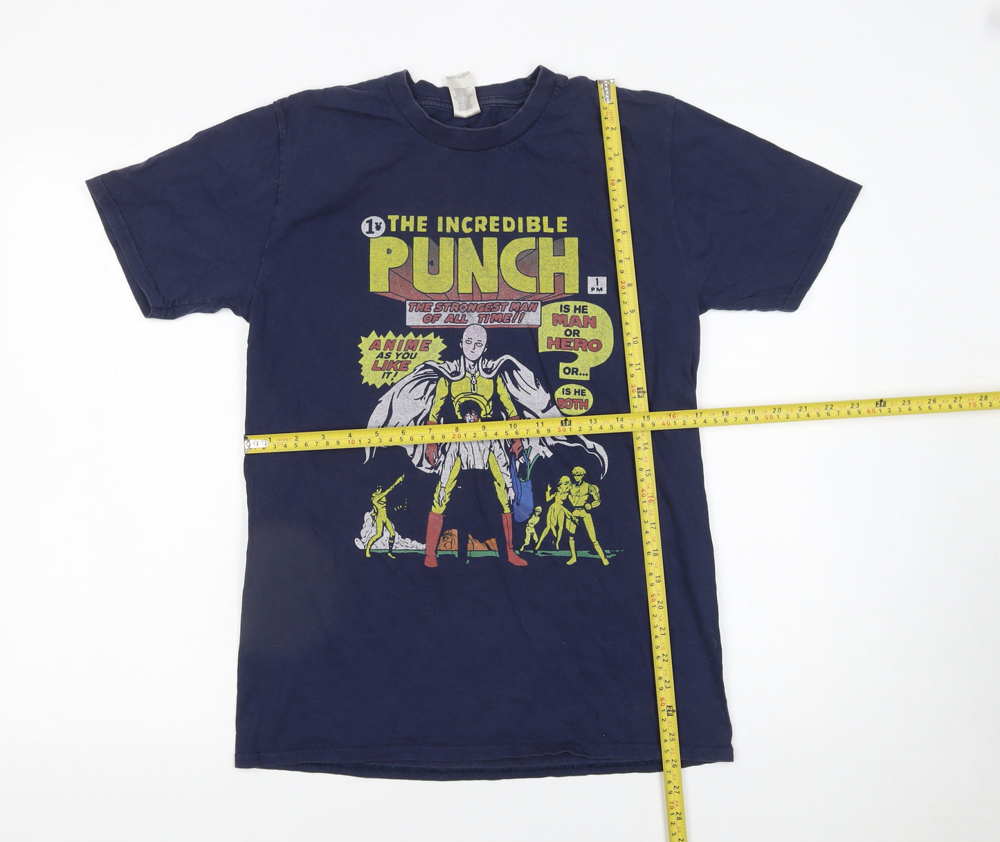 Gildan Men's Navy Blue Anime Graphic T-Shirt Size M Cotton Short Sleeve