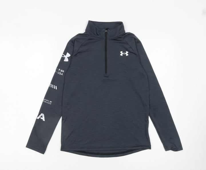 Under Armour Boys Grey 1/4 Zip HeatGear Sweatshirt - Size 10-11 Years Regular Fit