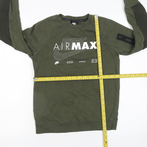 Nike Boys Green Air Max Pullover Sweatshirt M Regular Fit Fleece