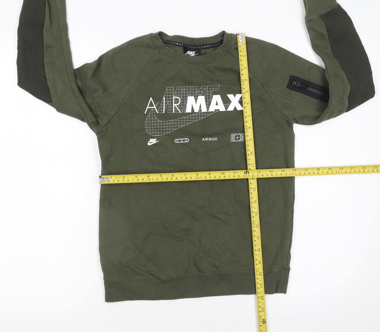 Nike Boys Green Air Max Pullover Sweatshirt M Regular Fit Fleece