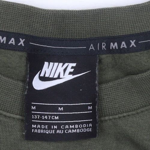 Nike Boys Green Air Max Pullover Sweatshirt M Regular Fit Fleece