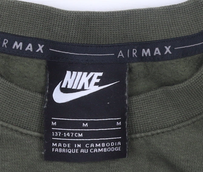 Nike Boys Green Air Max Pullover Sweatshirt M Regular Fit Fleece
