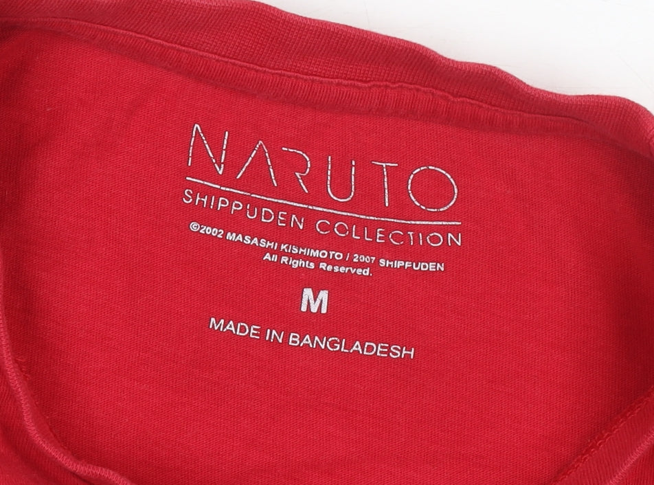 Naruto Shippuden Men’s Red Kakashi Hatake Long Sleeve T-Shirt Size M