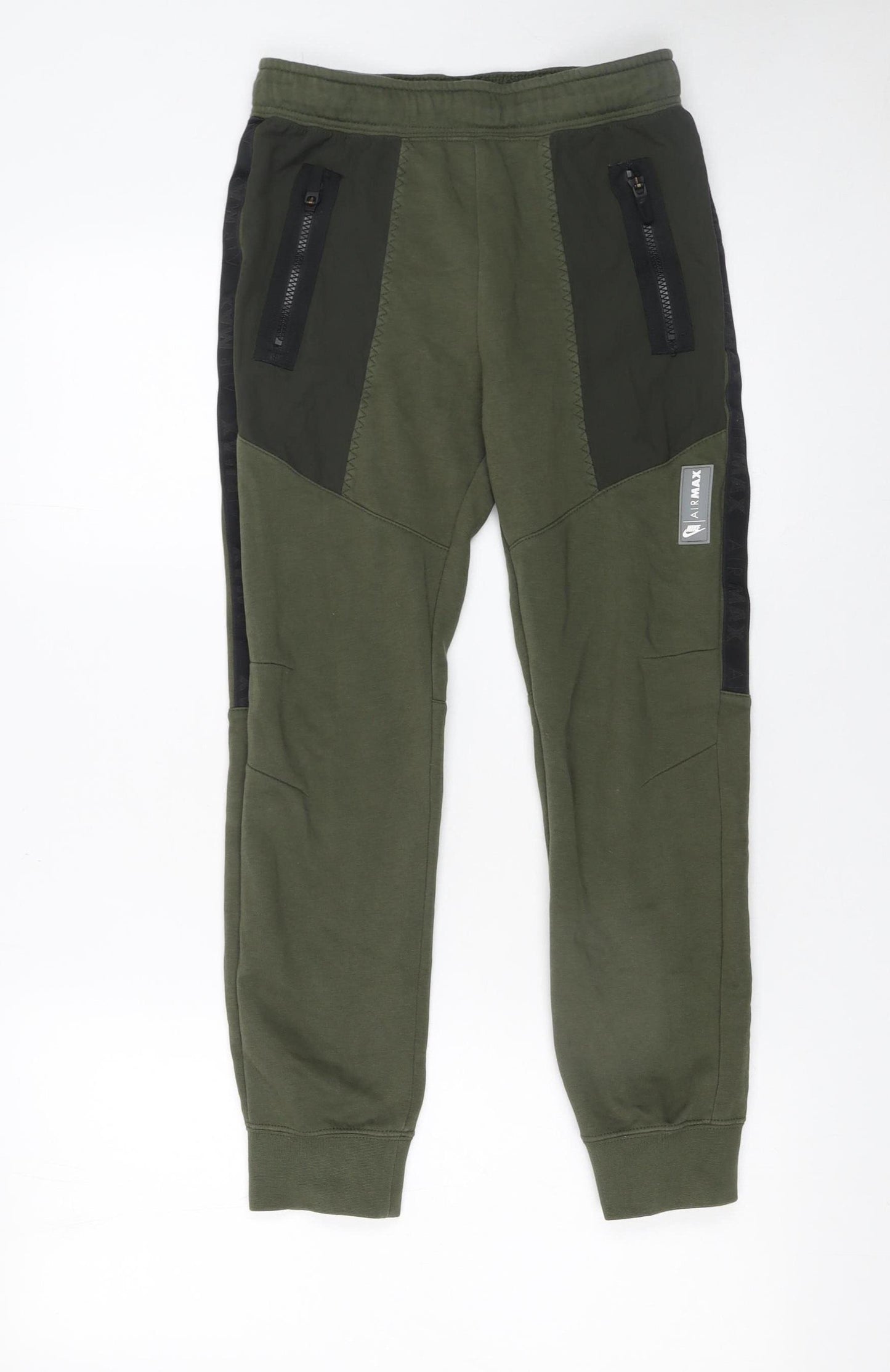 Nike Boys Green Jogger Trousers Size 12 Years Airmax Zip Pocket Sportswear