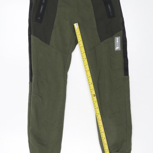 Nike Boys Green Jogger Trousers Size 12 Years Airmax Zip Pocket Sportswear