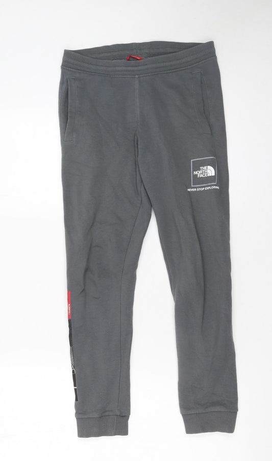The North Face Boys Grey Joggers L Elastic Waist Cotton Blend Sweatpants