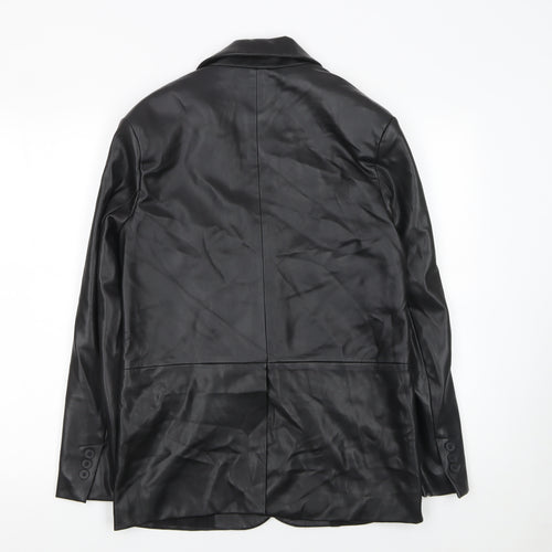 Bershka Women's Black Faux Leather Suit Jacket XS Slim Fit