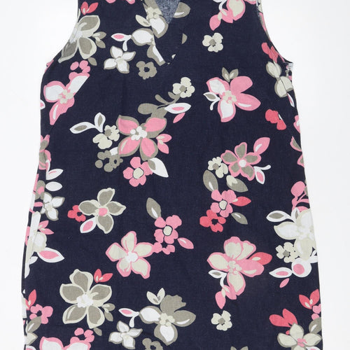 Marks and Spencer Women’s Multicoloured Floral Sleeveless Linen Shift Dress Size 16