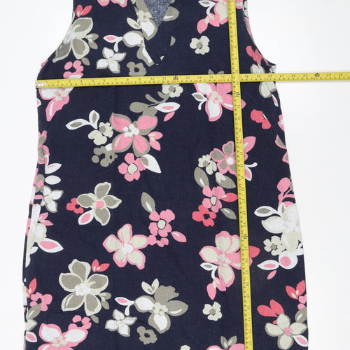 Marks and Spencer Women’s Multicoloured Floral Sleeveless Linen Shift Dress Size 16