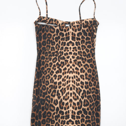 PrettyLittleThing Women’s Brown Leopard Bodycon Mini Dress Size 8