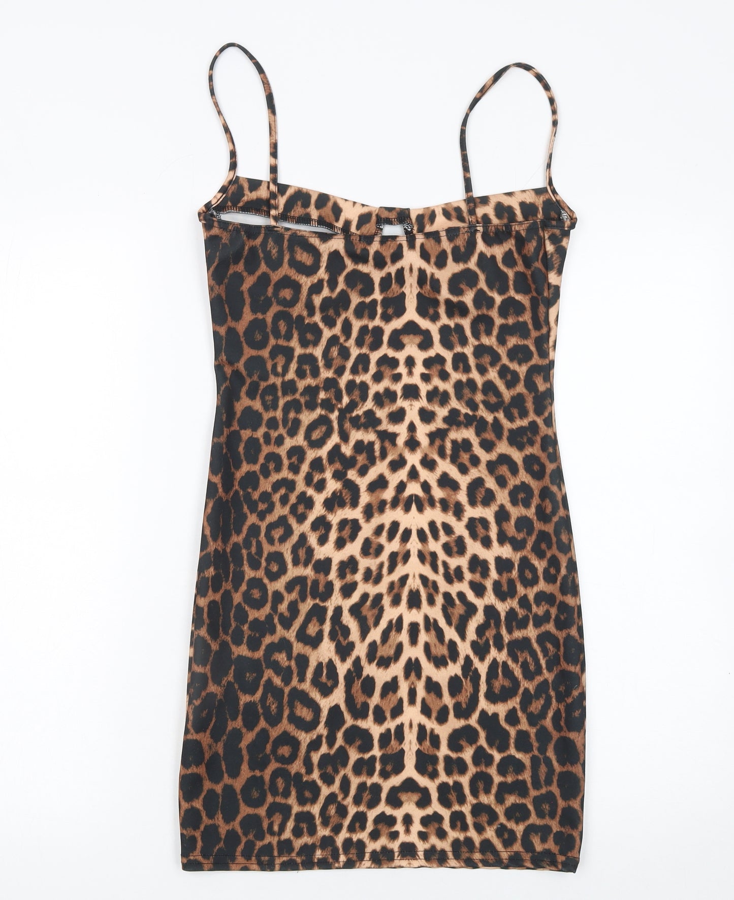 PrettyLittleThing Women’s Brown Leopard Bodycon Mini Dress Size 8