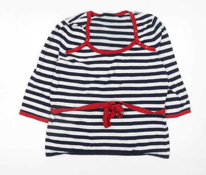 Wallis Women’s Multicoloured Stripe 3/4 Sleeve Pullover Jumper Size 16