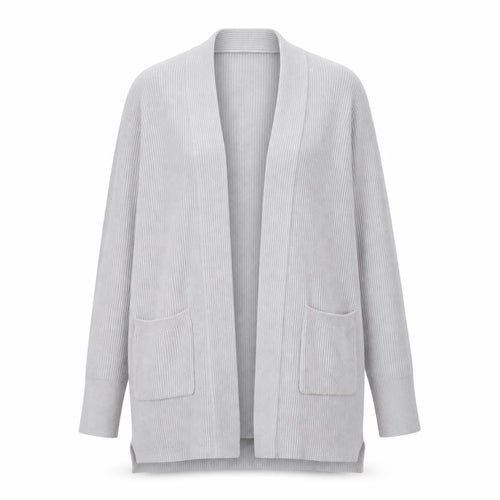 Seraphine Womens Grey Ribbed Knit Long Sleeve Open Cardigan Size S