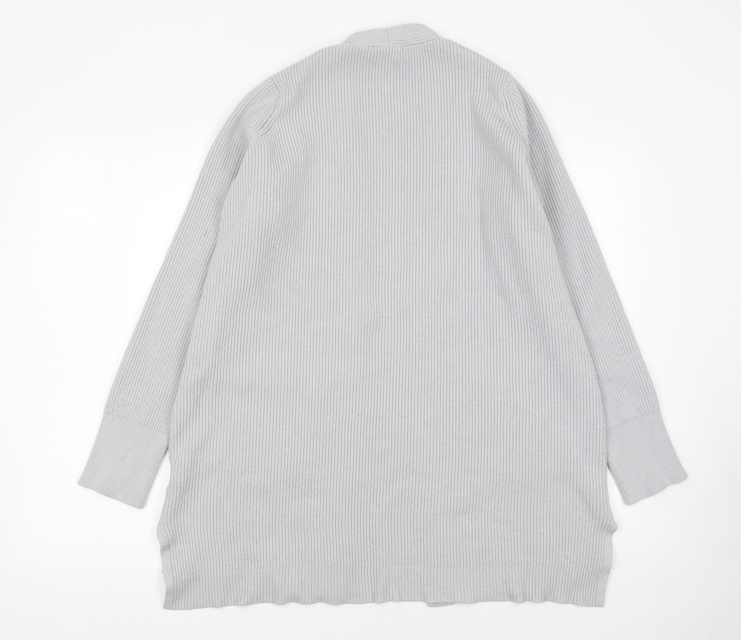 Seraphine Womens Grey Ribbed Knit Long Sleeve Open Cardigan Size S