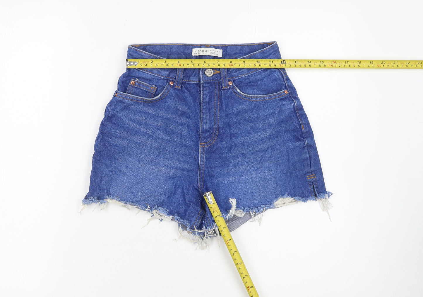 Denim Co Women's Blue High Rise Cut-Off Denim Shorts Size 4