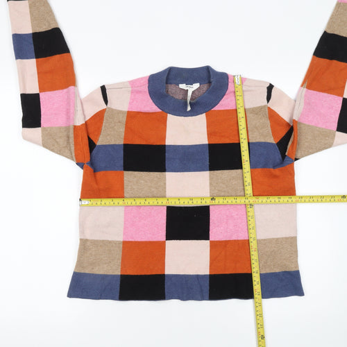 OBJECT Women's Multicoloured Check Knit Jumper L Long Sleeve Pullover