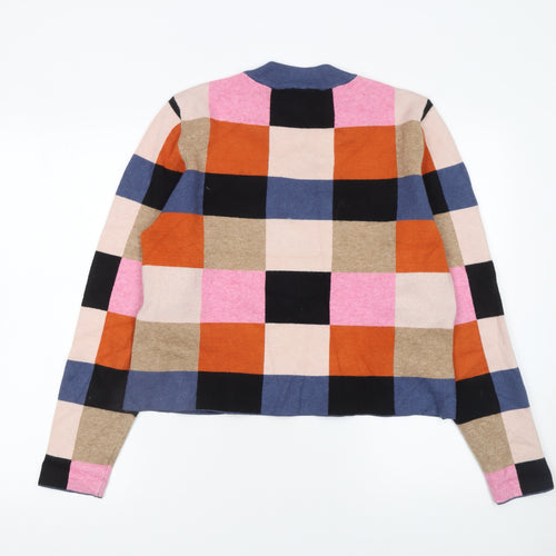 OBJECT Women's Multicoloured Check Knit Jumper L Long Sleeve Pullover