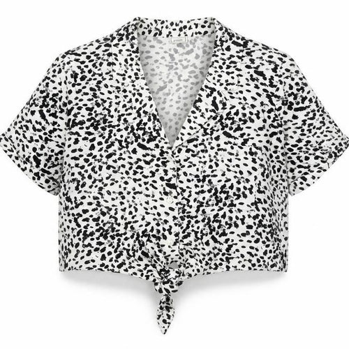 Pimkie Womens Black Animal Print Cropped Blouse Size 10