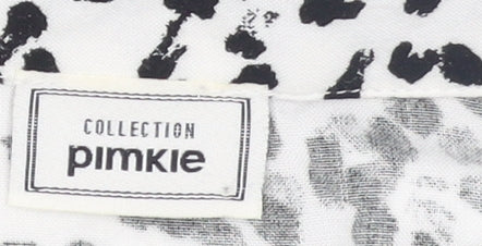 Pimkie Womens Black Animal Print Cropped Blouse Size 10