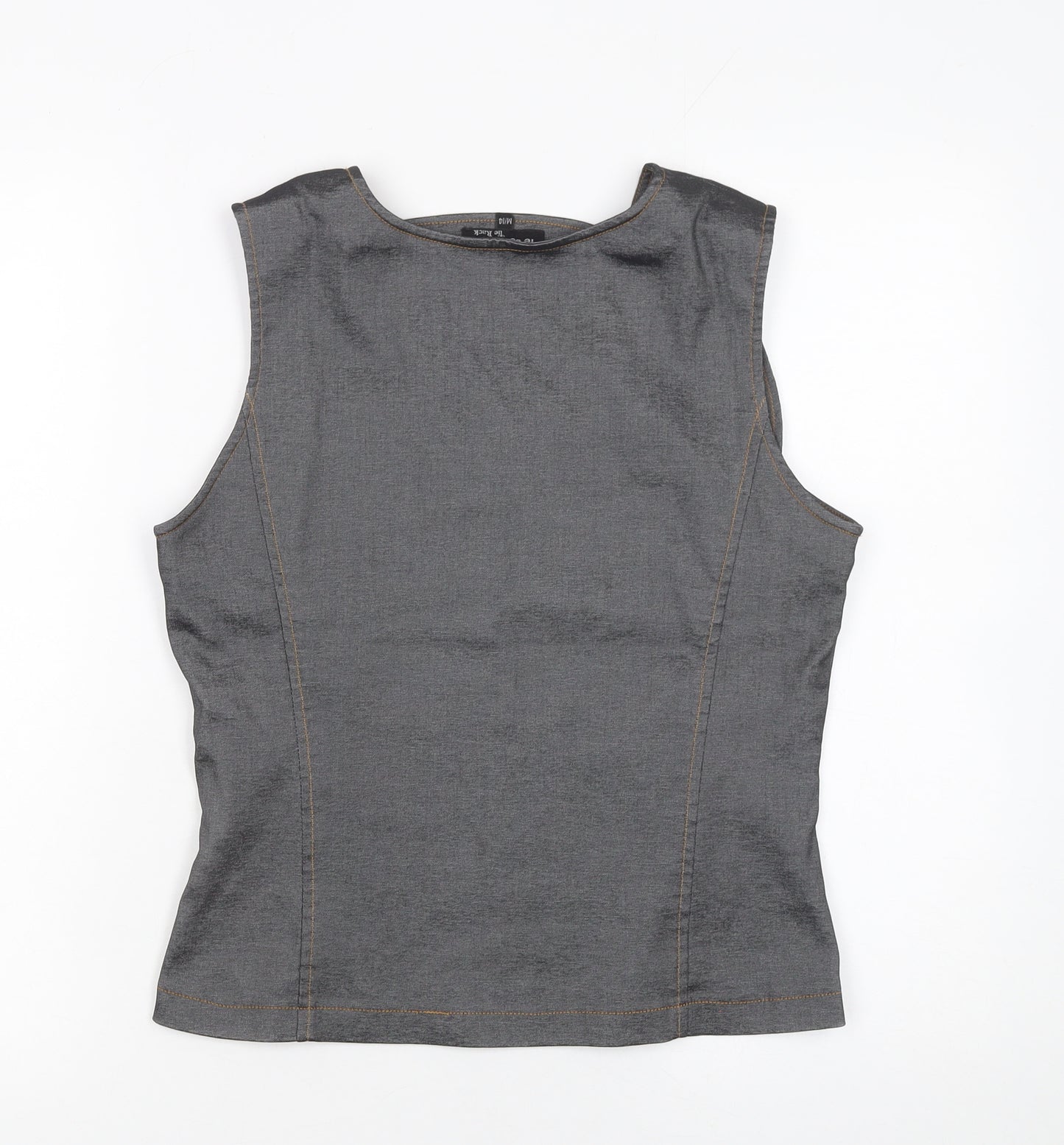 Tie Rack Women Grey Sleeveless V-Neck Blouse Size 14