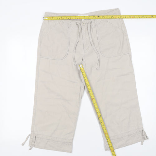 Giordano Womens Beige Linen Cotton Capri Trousers Size 30