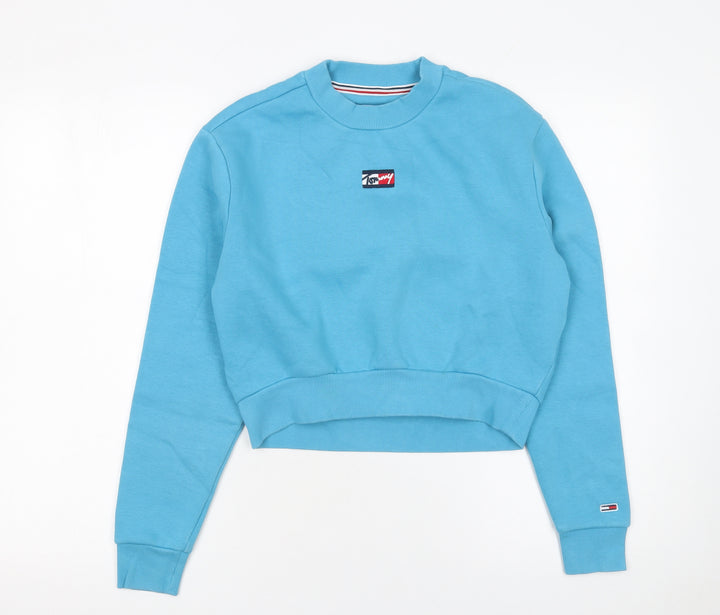 Tommy Jeans Women's Blue Cotton Crew Neck Pullover Sweatshirt XS