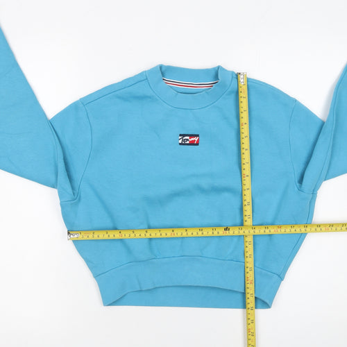 Tommy Jeans Women's Blue Cotton Crew Neck Pullover Sweatshirt XS