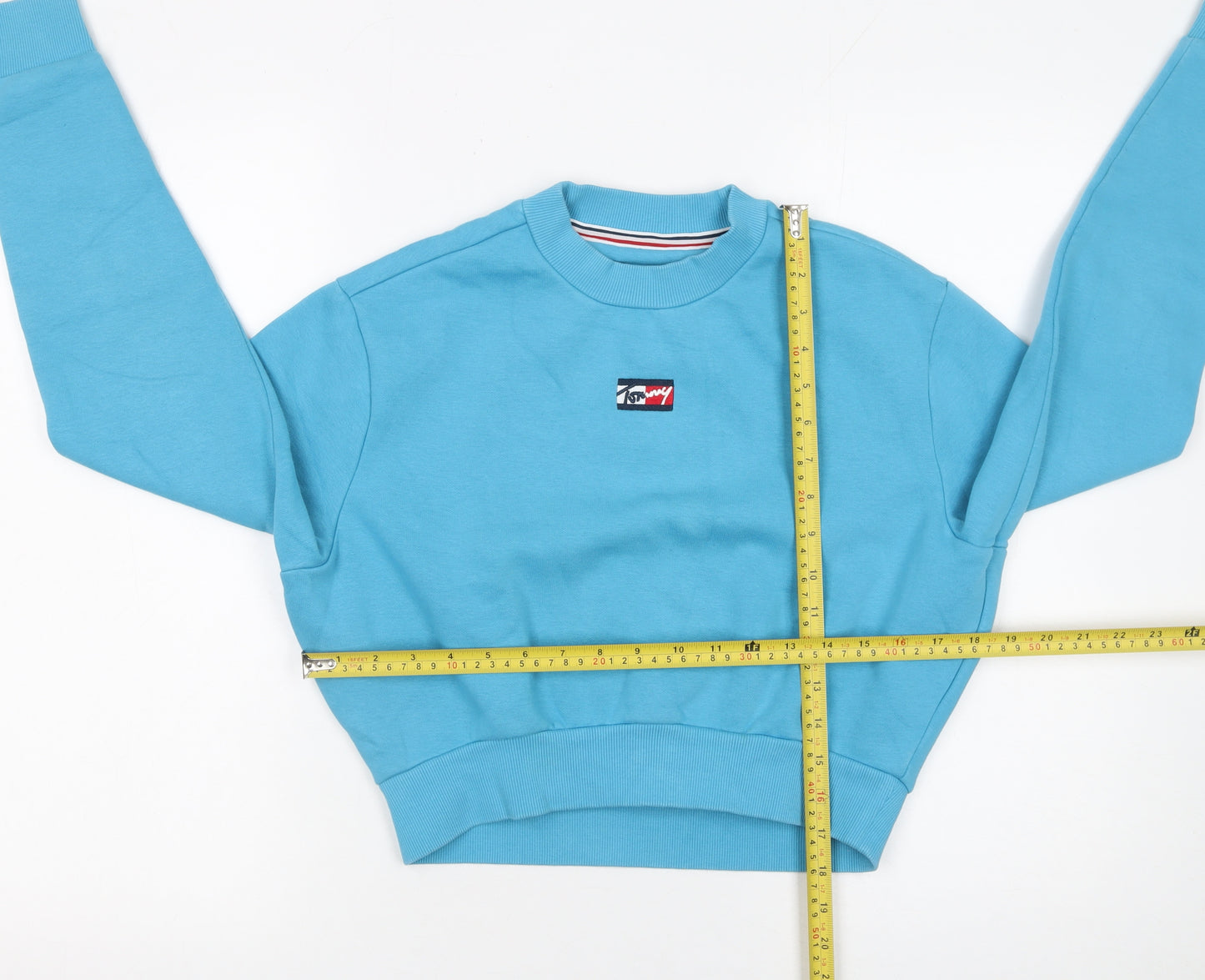 Tommy Jeans Women's Blue Cotton Crew Neck Pullover Sweatshirt XS