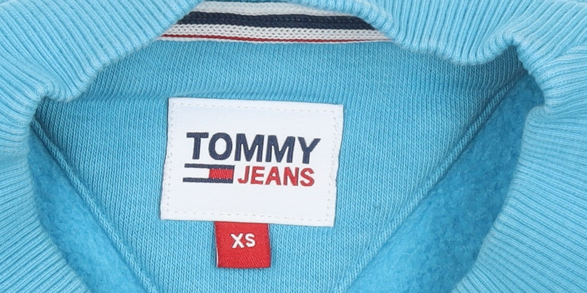 Tommy Jeans Women's Blue Cotton Crew Neck Pullover Sweatshirt XS