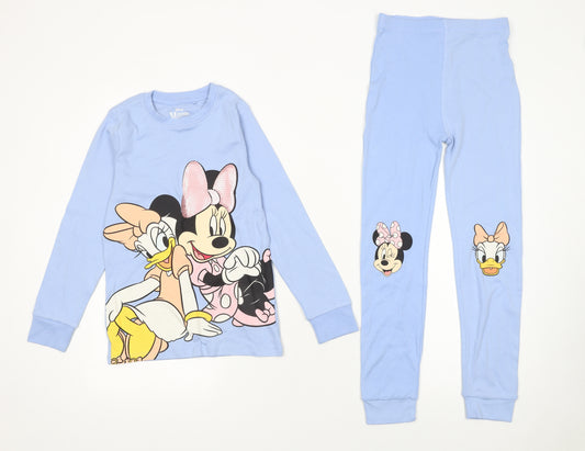 Next Girls Blue Disney Minnie & Daisy Long Sleeve Cotton Pyjama Set 7-8 Years