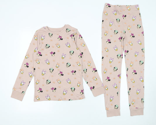 Next Girls Beige Disney Minnie Mouse Daisy Duck Cotton Pyjama Set 7-8 Years