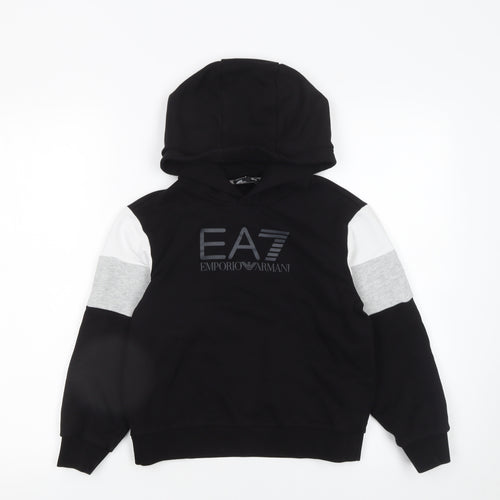 Emporio Armani Boys Black Colourblock Pullover Hoodie 10 Years
