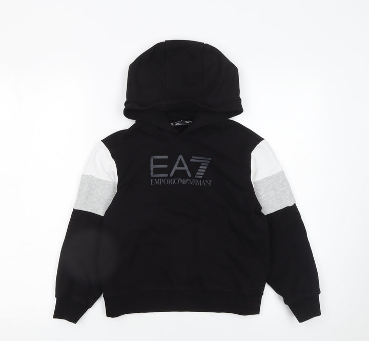 Emporio Armani Boys Black Colourblock Pullover Hoodie 10 Years