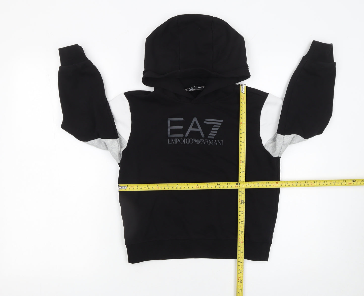 Emporio Armani Boys Black Colourblock Pullover Hoodie 10 Years