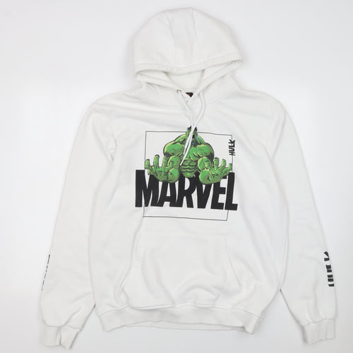 Marvel Men’s White Hulk Graphic Pullover Hoodie XL