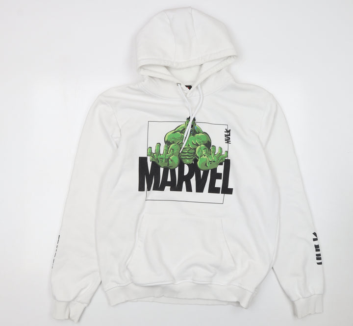 Marvel Men’s White Hulk Graphic Pullover Hoodie XL