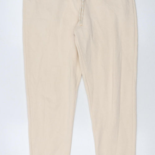 Bekkin Women Beige Jogger Trousers M Cotton Blend Fleece