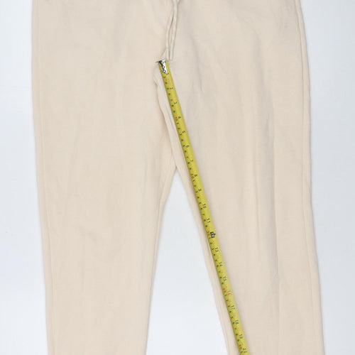 Bekkin Women Beige Jogger Trousers M Cotton Blend Fleece